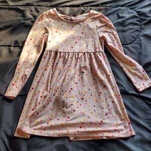 girl  6/7 pink long sleeve dress with hearts